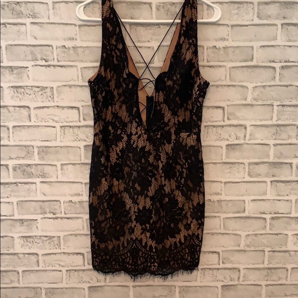 Sexy black lace dress.